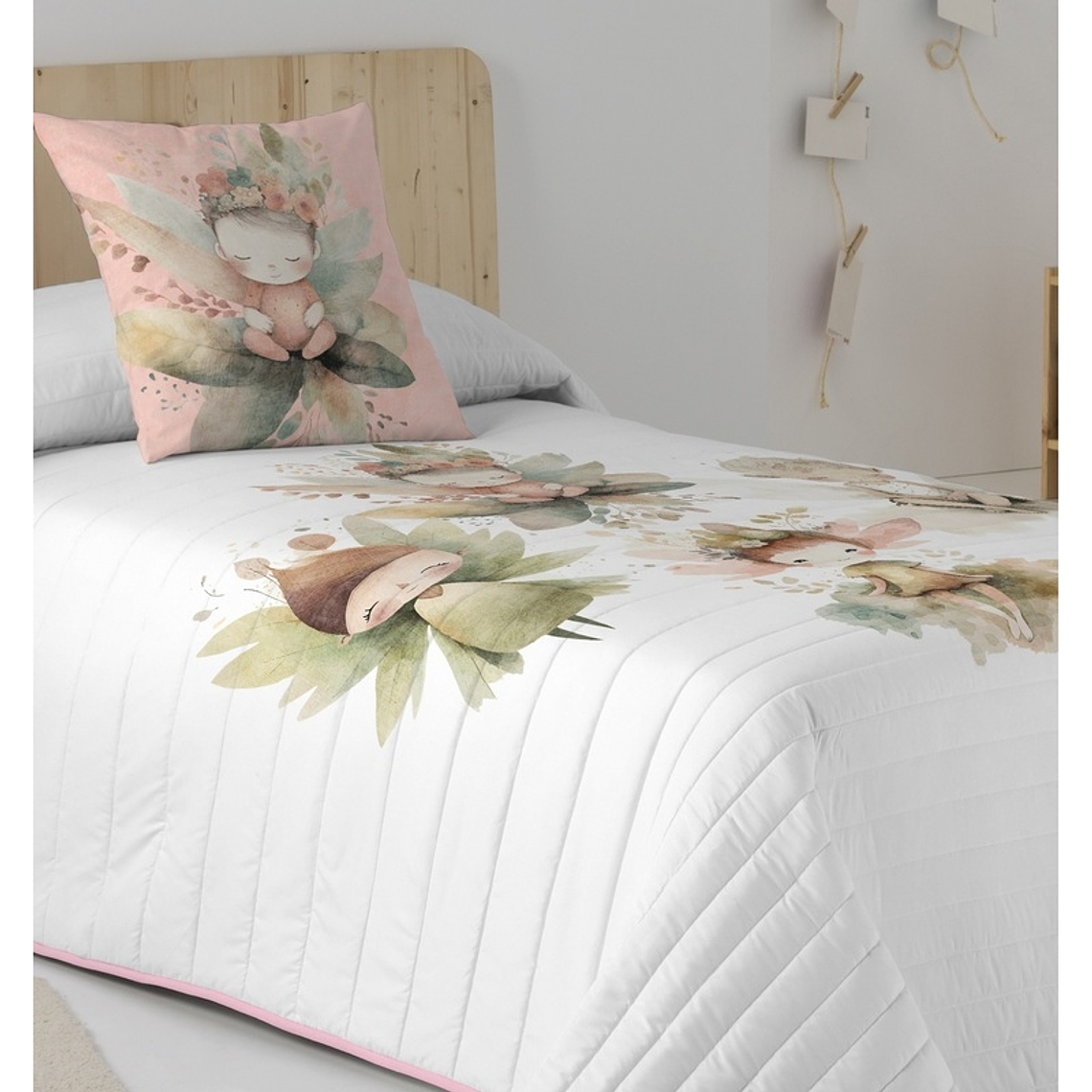 COLCHA INFANTIL FALA ESTAMPADO DE HADAS COLOR ROSA 1 PLAZA 2
