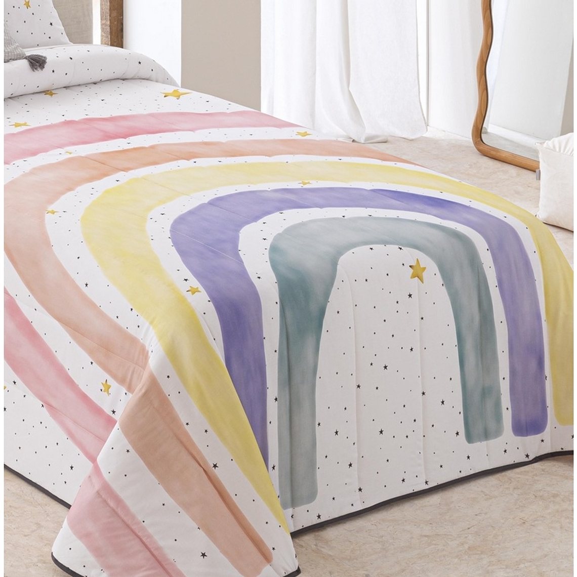 COLCHA BOUTÍ JUVENIL DE ALGODÓN RAINBOW ARCOIRIS DE COLORES 1