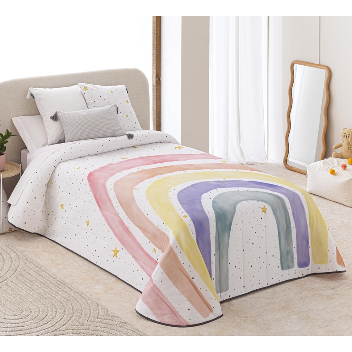 COLCHA BOUTÍ JUVENIL DE ALGODÓN RAINBOW ARCOIRIS DE COLORES 2