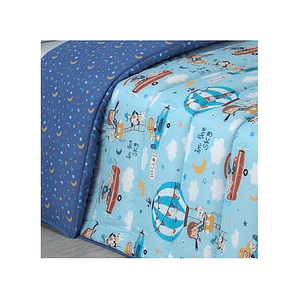 COLCHA BOUTÍ REVERSIBLE INFANTIL HOLIDAY ESTAMPADO AZUL 1 PLAZA