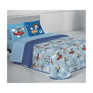COLCHA BOUTÍ REVERSIBLE INFANTIL HOLIDAY ESTAMPADO AZUL 2 PLAZA