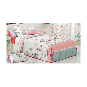 EDREDÓN NÓRDICO INFANTIL ABOTONADO FANTASY DIBUJO NIÑAS, CASTILLOS, CORAZONES Y UNICORNIOS 1 PLAZA