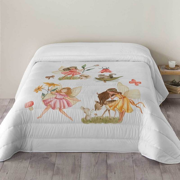 EDREDÓN INFANTIL PARA NIÑA FLORA Y HADAS COLOR ROSA 1 PLAZA 3