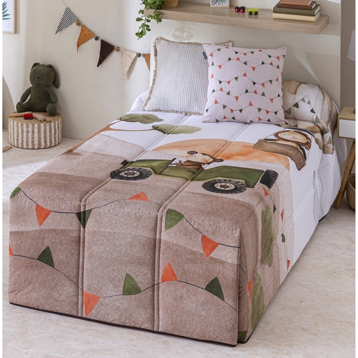 EDREDÓN INFANTIL PARA CAMA KENIA CON DIBUJO DE ANIMALES 1 PLAZA 1