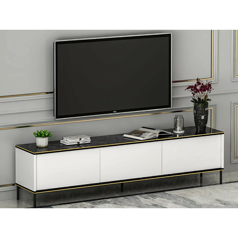 Mueble TV Kailua 1711 (Blanco + Mármol negro) 1
