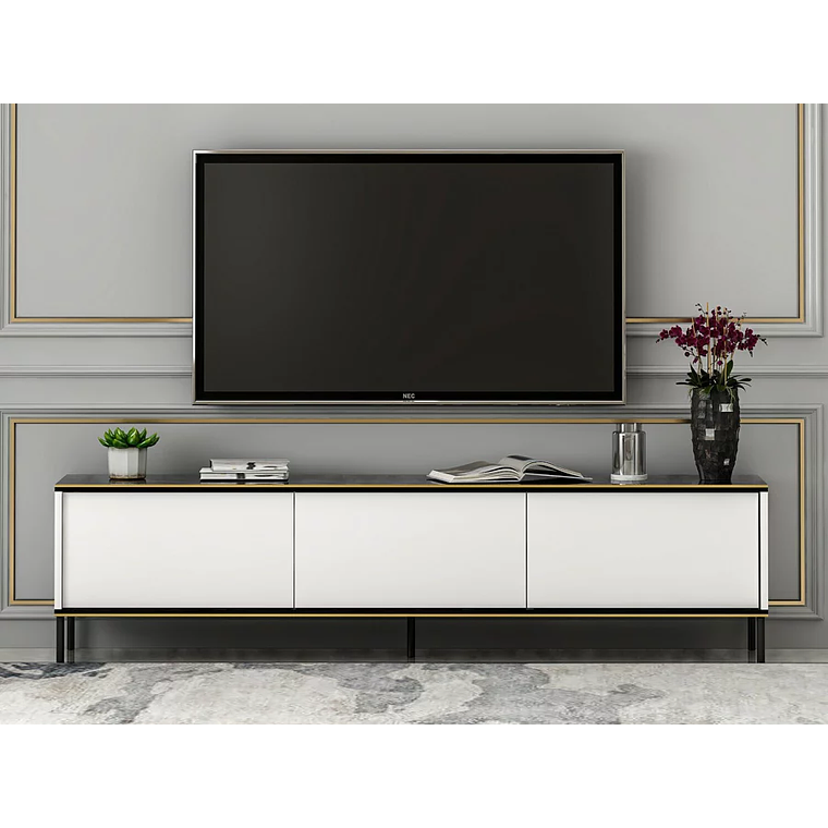Mueble TV Kailua 1711 (Blanco + Mármol negro) 4