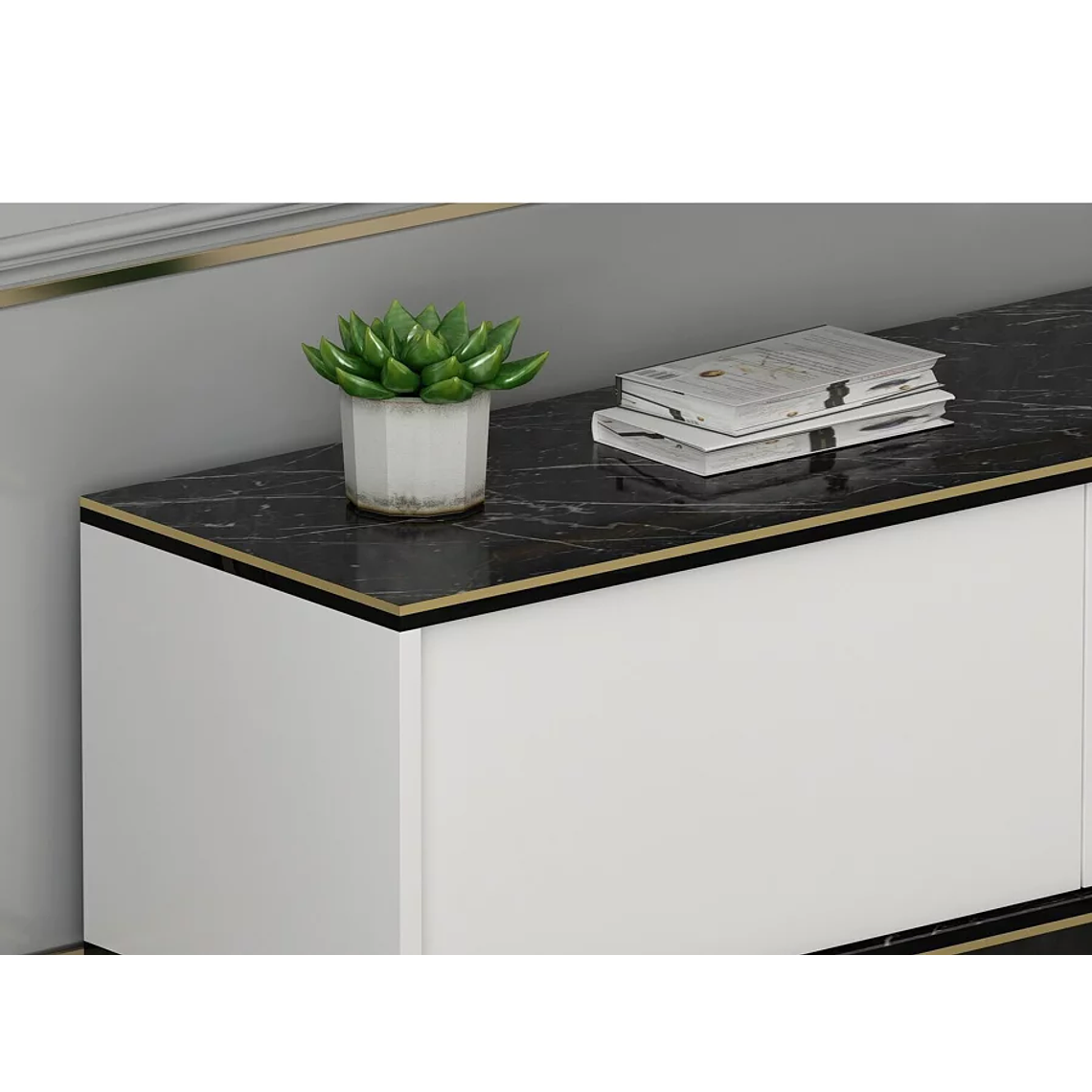 Mueble TV Kailua 1711 (Blanco + Mármol negro) 5