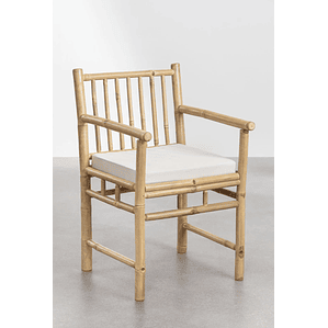 Silla de comedor con reposabrazos con cojín en bambú Senia