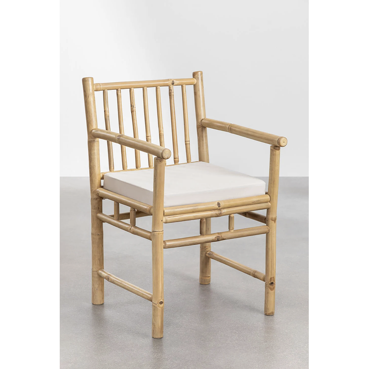 Silla de comedor con reposabrazos con cojín en bambú Senia 1