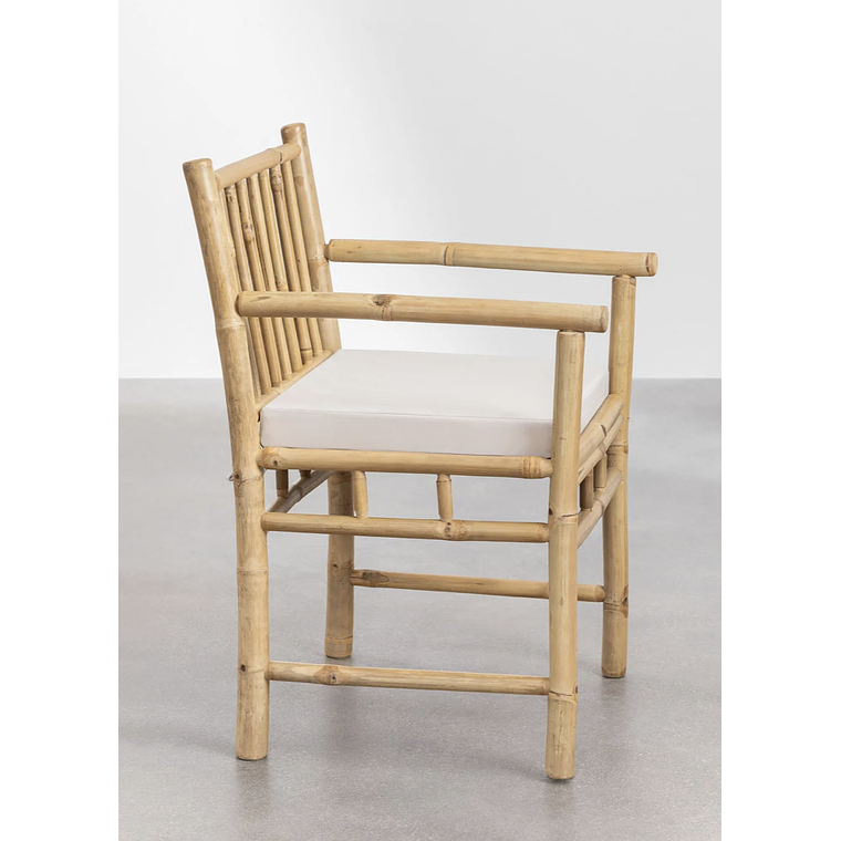 Silla de comedor con reposabrazos con cojín en bambú Senia 2