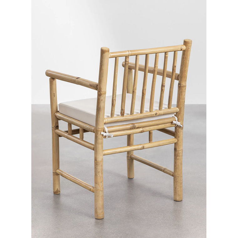 Silla de comedor con reposabrazos con cojín en bambú Senia 3