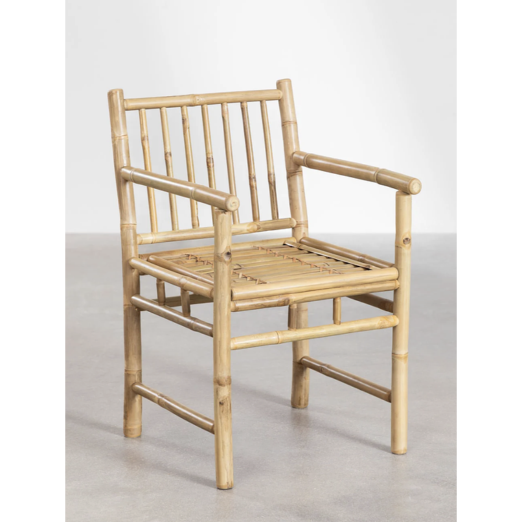 Silla de comedor con reposabrazos sin cojín en bambú Senia 1