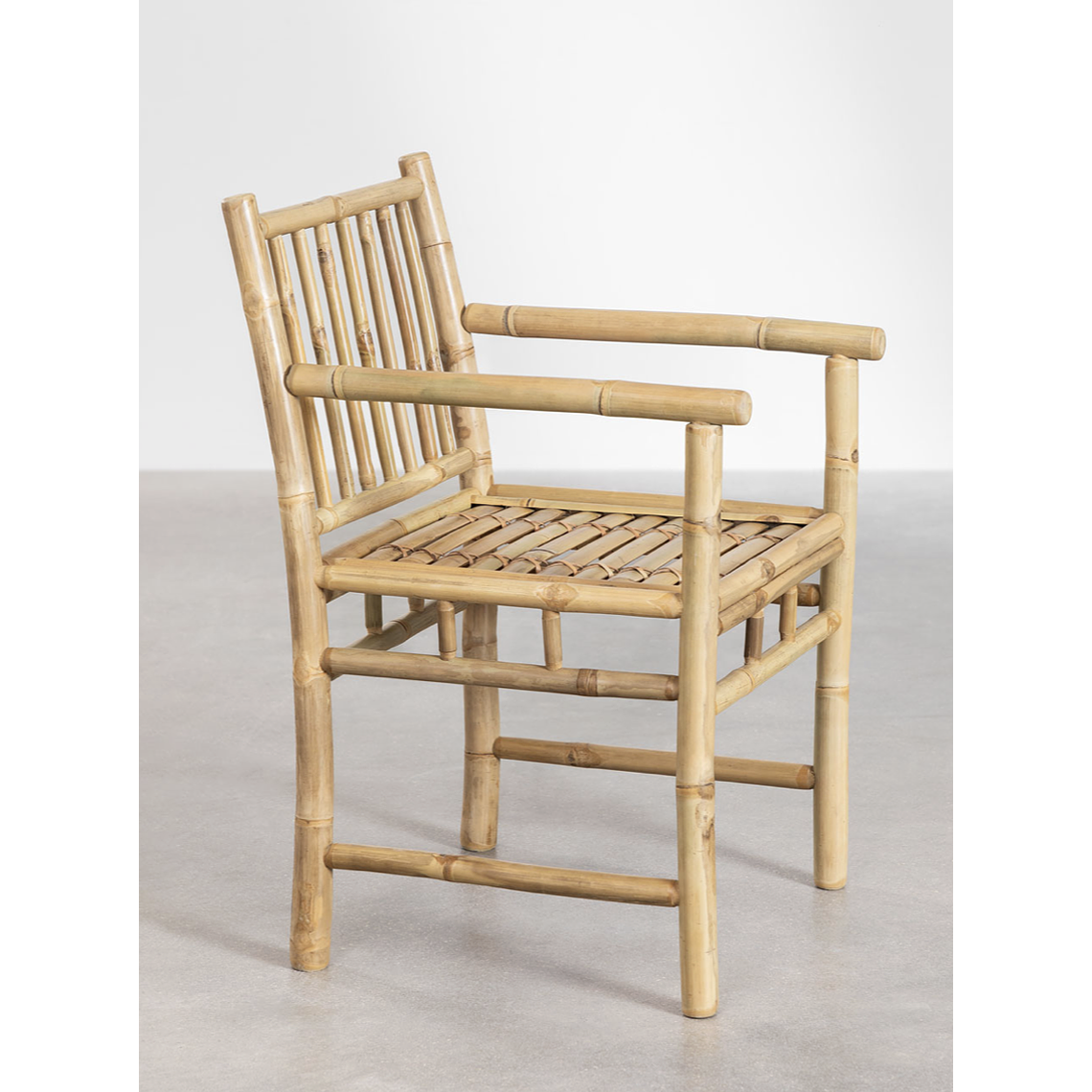 Silla de comedor con reposabrazos sin cojín en bambú Senia 2