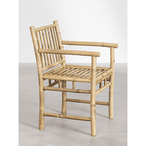 Silla de comedor con reposabrazos sin cojín en bambú Senia