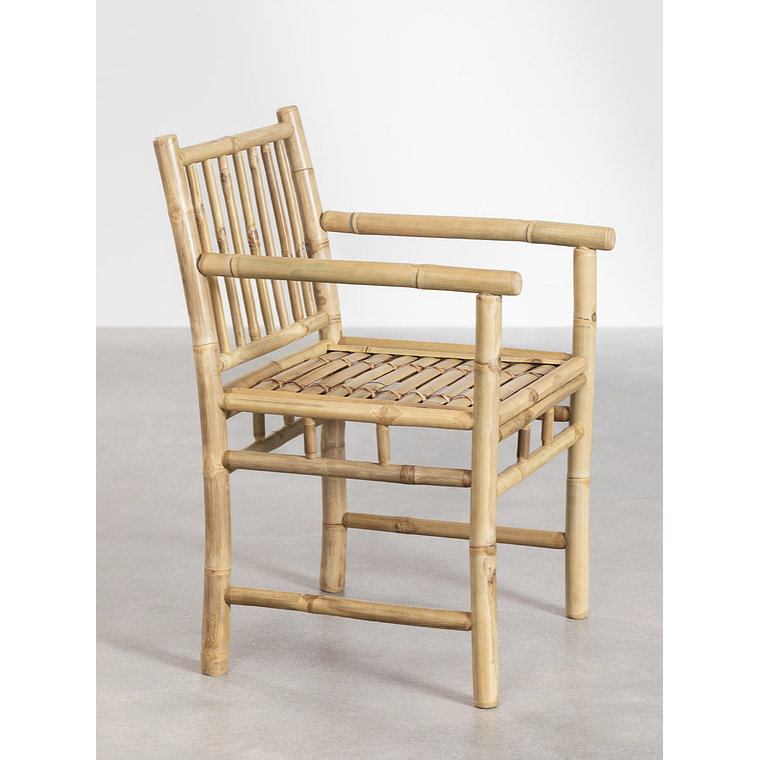 Silla de comedor con reposabrazos sin cojín en bambú Senia 2