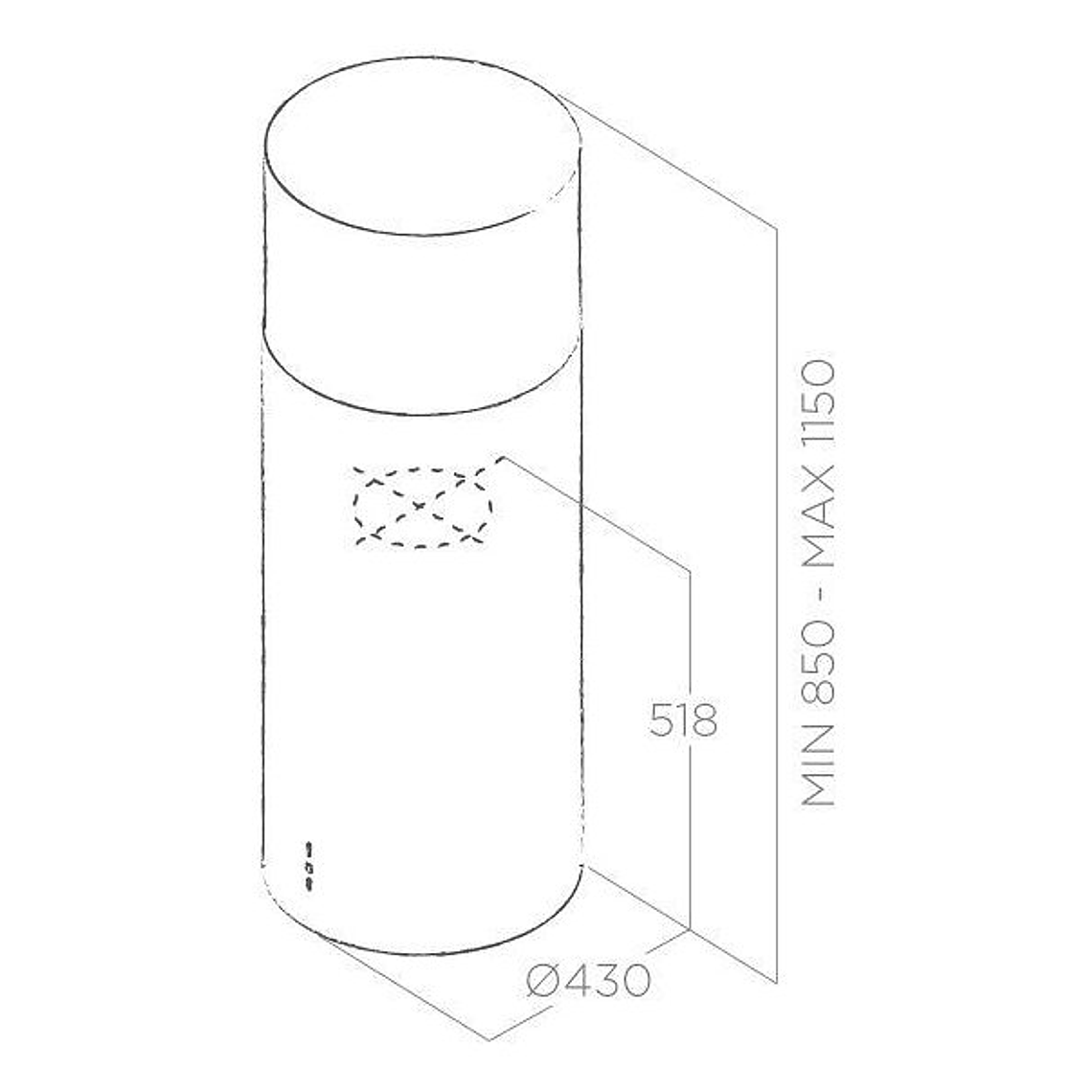 Elica TUBE PRO ISLAND BL MAT/A/43 Campana isla cm. 43 - negro mate 2