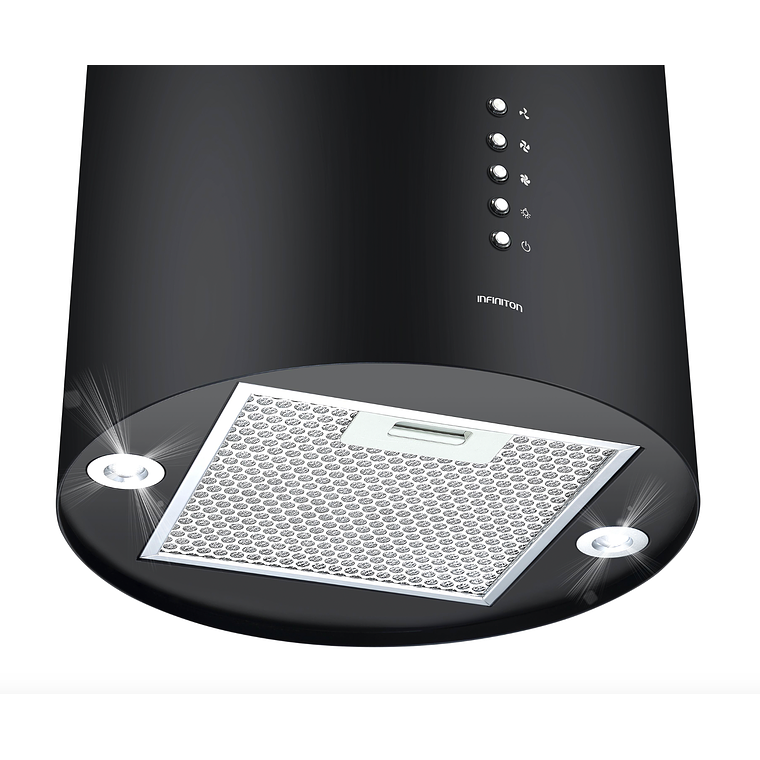 INFINITON Campana Isla CMPY-IST9A, 750 m3/h, Diametro 15 cm, A+, NEGRO 2