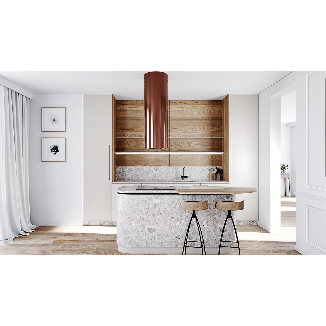 Campana Isla Silenciosa - 39 cm - 570 m³/h - LOBELIO - Vino Cobre 6