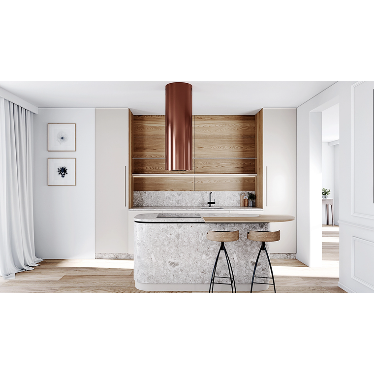 Campana Isla Silenciosa - 39 cm - 570 m³/h - LOBELIO - Vino Cobre 6