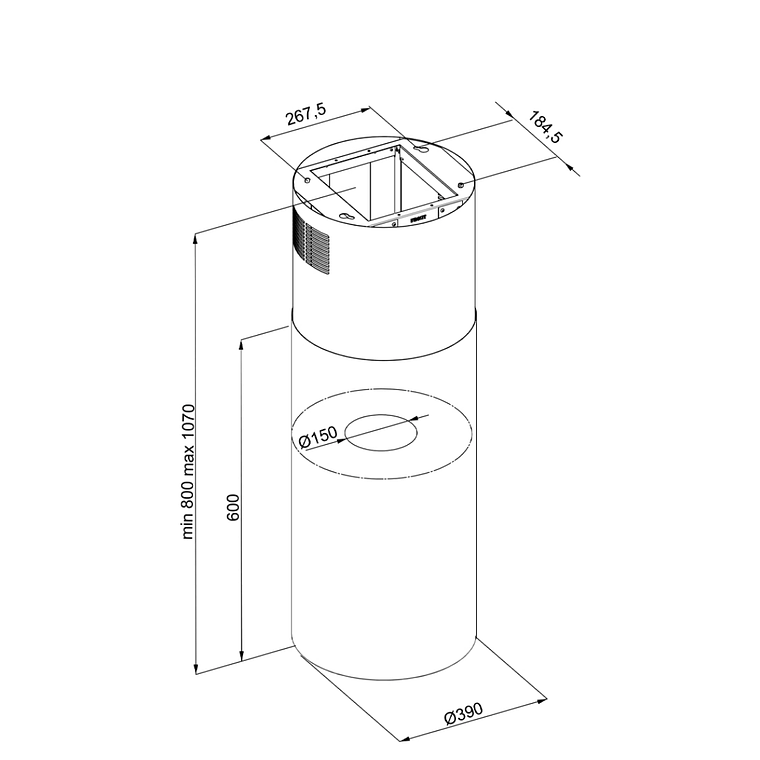 Campana Isla Silenciosa - 39 cm - 570 m³/h - LOBELIO - Vino Cobre 7