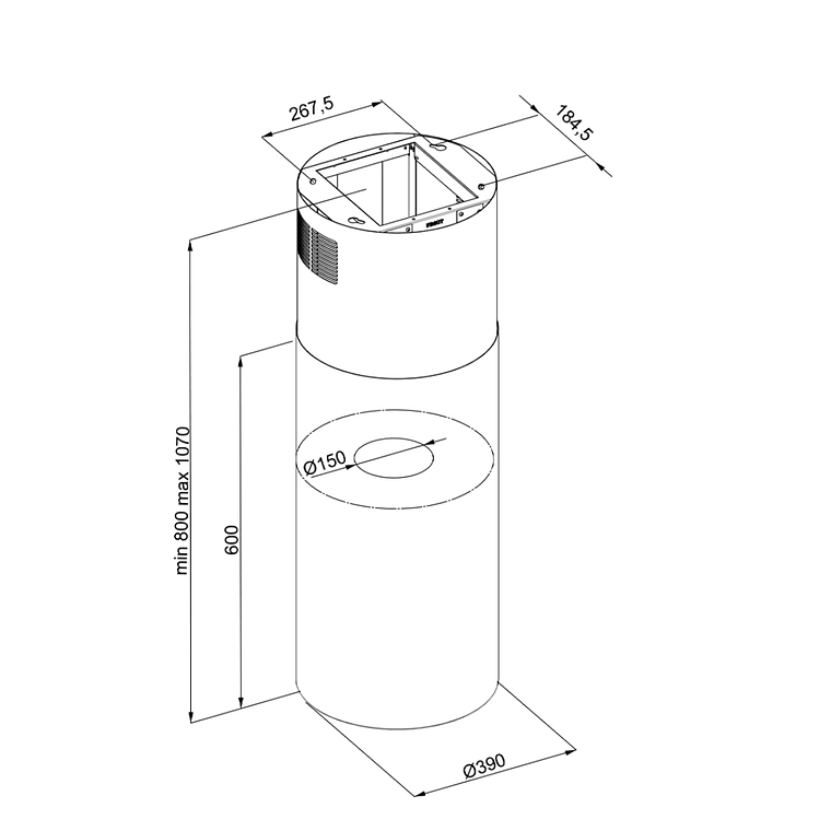 Campana Isla Silenciosa - 39 cm - 570 m³/h - LOBELIO - Inox 6