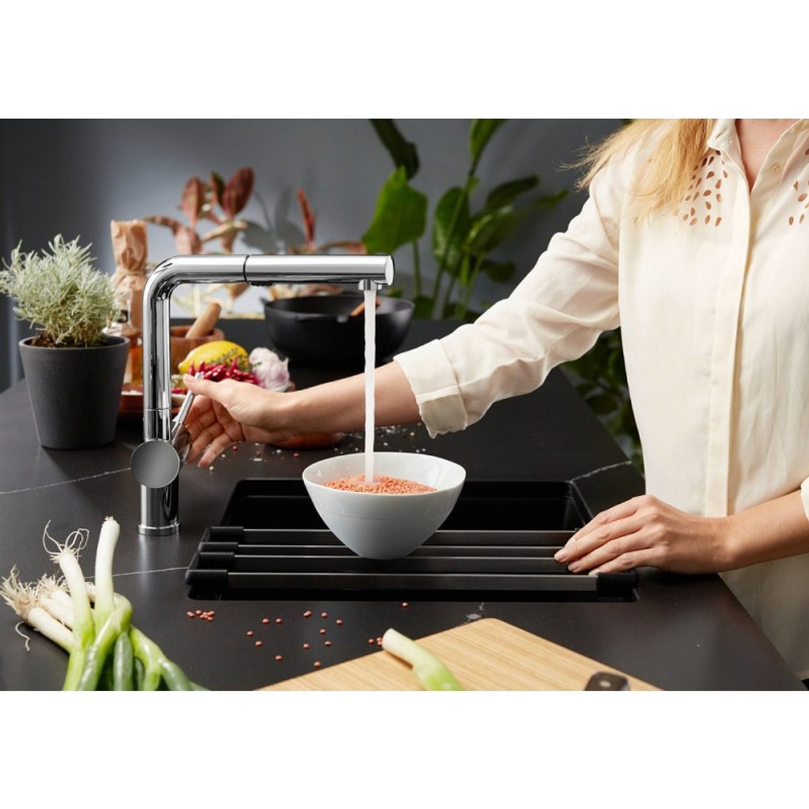 Lavaplatos de Granito Bajo Encimera BLANCO Subline 350 U Gris Volcán ( 72 x 40 cm) 5