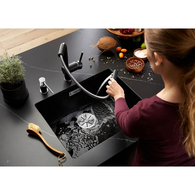 Lavaplatos de Granito Bajo Encimera BLANCO Subline 500 U Negro ( 50 x 40 cm) 6