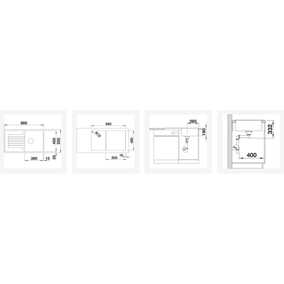 Lavaplatos de Granito Empotrado Reversible BLANCO Subline ZIA 5 S Café ( 86 x 50 cm) 2