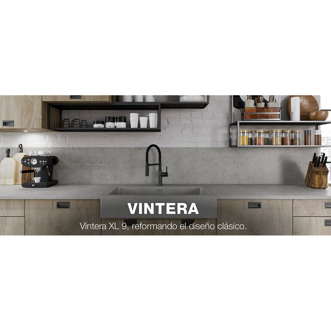 Lavaplatos de Granito Americano BLANCO VINTERA XL 9-UF Café ( 90 x 50 cm) 2