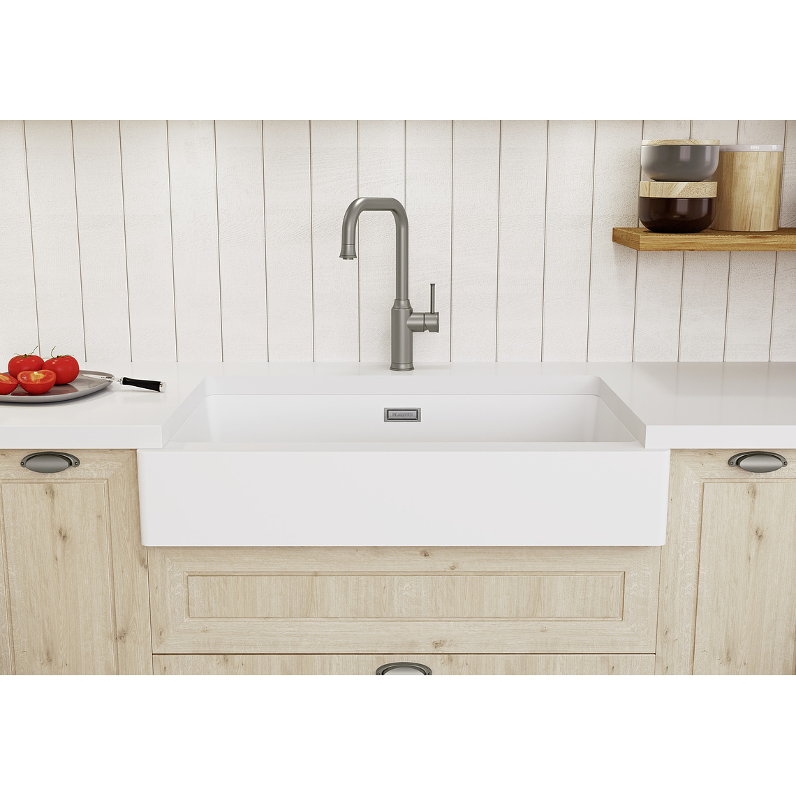 Lavaplatos de Granito Americano BLANCO VINTERA XL 9-UF Blanco Suave ( 90 x 50 cm) 5