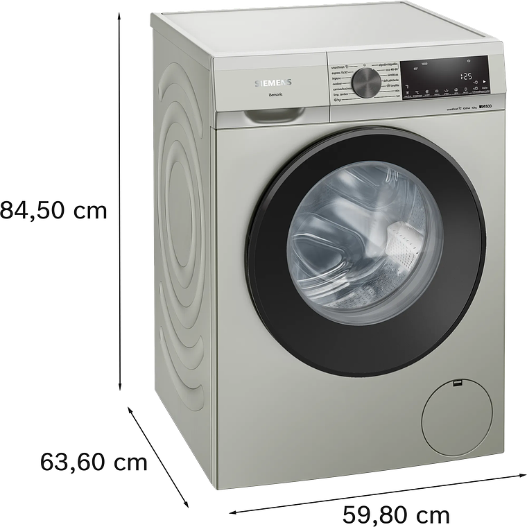 Lavadora SIEMENS iQ500 de carga frontal 10 kg 1600 r.p.m. Acero Antihuellas A 5