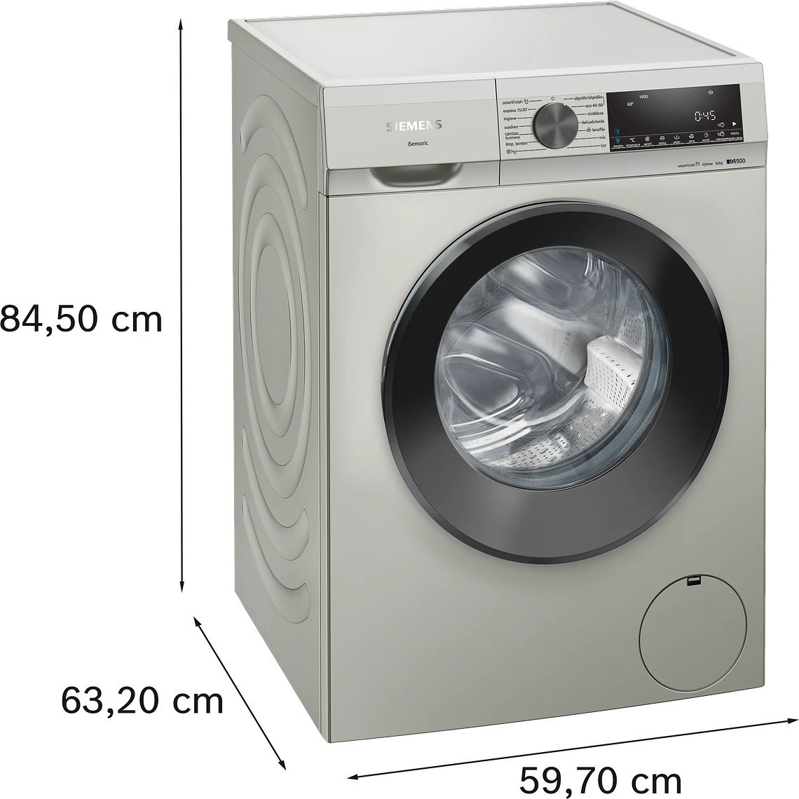Lavadora SIEMENS iQ500 de carga frontal 10 kg 1400 r.p.m. Acero Mate Antihuellas A 6