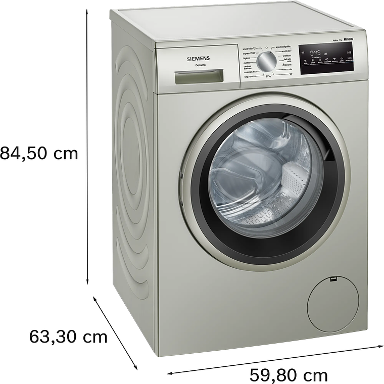 Lavadora SIEMENS iQ300 de carga frontal 9 kg 1400 r.p.m. Acero Mate Antihuellas A 5