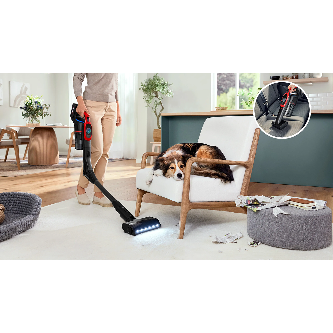 Aspiradora BOSCH sin cable Unlimited 10 Pro Animal Rojo 4