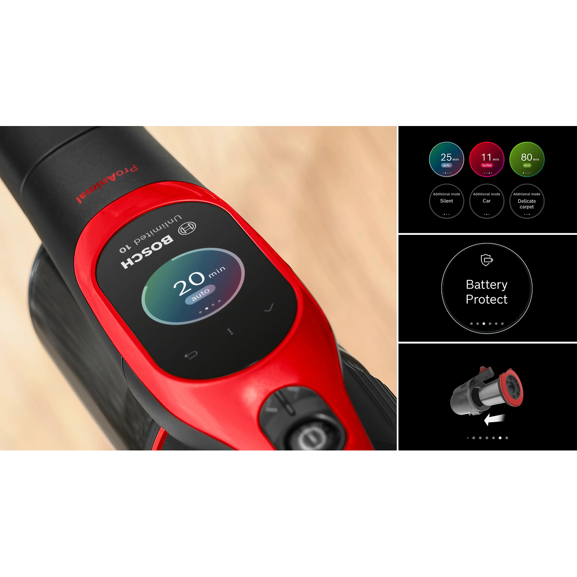 Aspiradora BOSCH sin cable Unlimited 10 Pro Animal Rojo 10