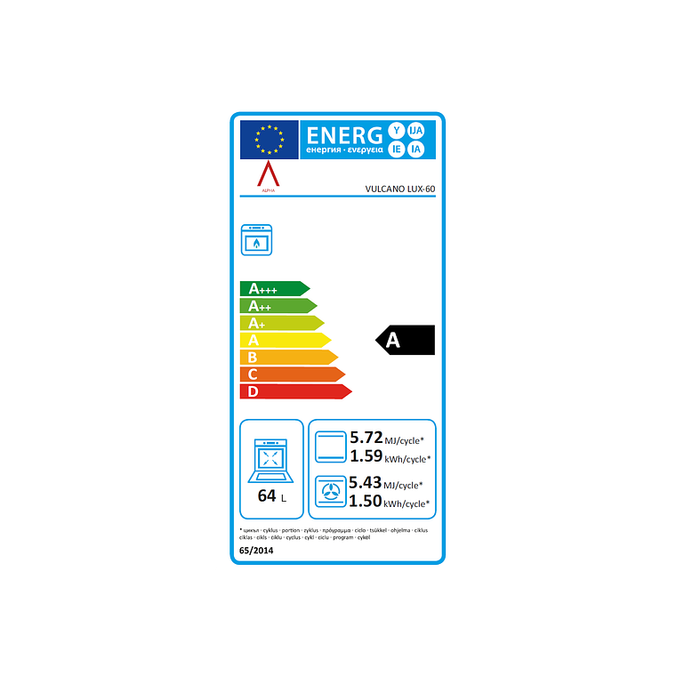 Cocina de Gas ALPHA VULCANO LUX-60 Inox GAS LICUADO 11