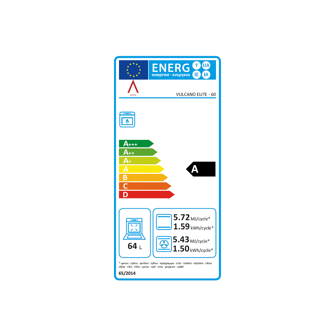 Cocina de Gas VULCANO ELITE-60 Negro Mate Gas Licuado 10