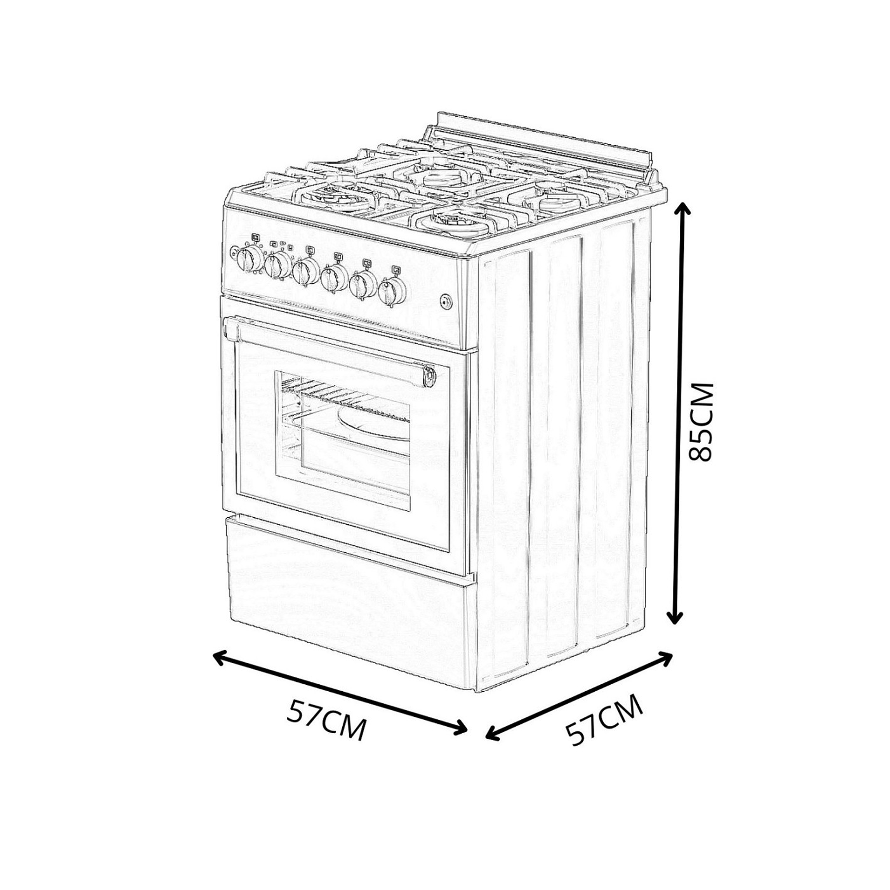 Cocina de Gas VULCANO ELITE-60 Negro Mate Gas Natural