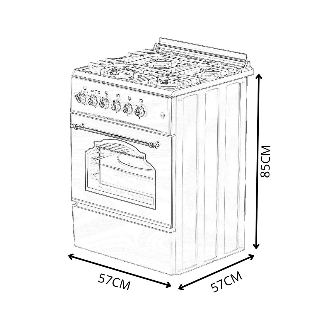 Cocina de Gas VULCANO GOLD-60 Rustica Oro Gas Licuado 8