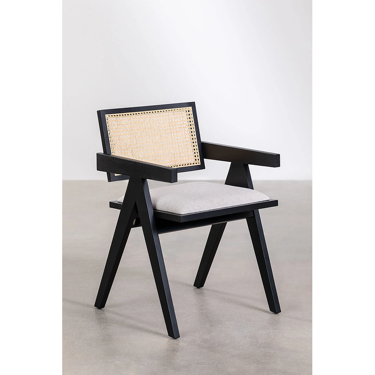 Silla de Comedor en Madera de Fresno Tapizada con Reposabrazos Lali 1