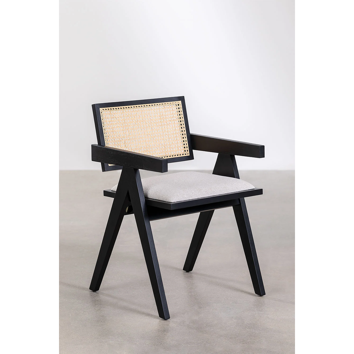 Silla de Comedor en Madera de Fresno Tapizada con Reposabrazos Lali Pack 2 Unidades 1