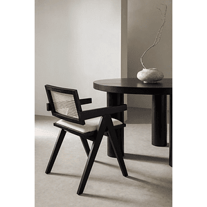 Silla de Comedor en Madera de Fresno Tapizada con Reposabrazos Lali Pack 2 Unidades