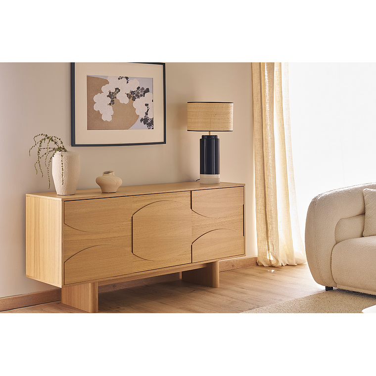 Buffet de madera clara de roble grabado 160 cm SEIGO 8