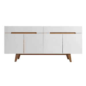 Buffet escandinavo blanco brillante y fresno 180cm MELKA