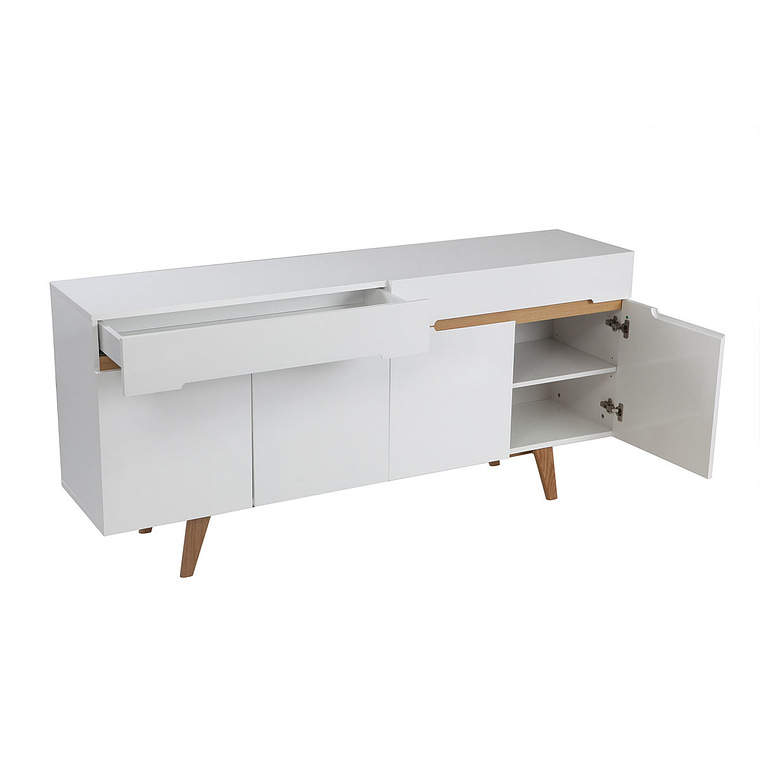 Buffet escandinavo blanco brillante y fresno 180cm MELKA 3