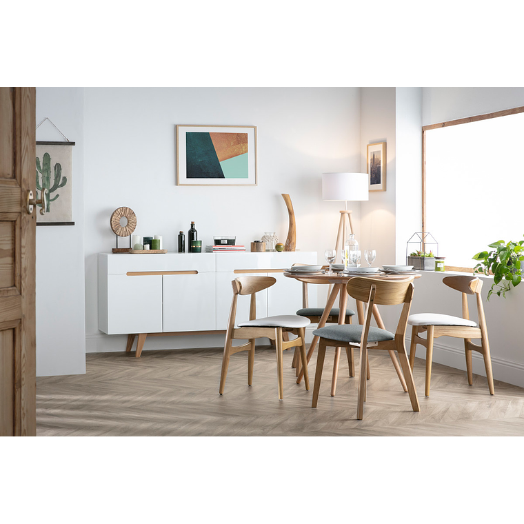 Buffet escandinavo blanco brillante y fresno 180cm MELKA 5