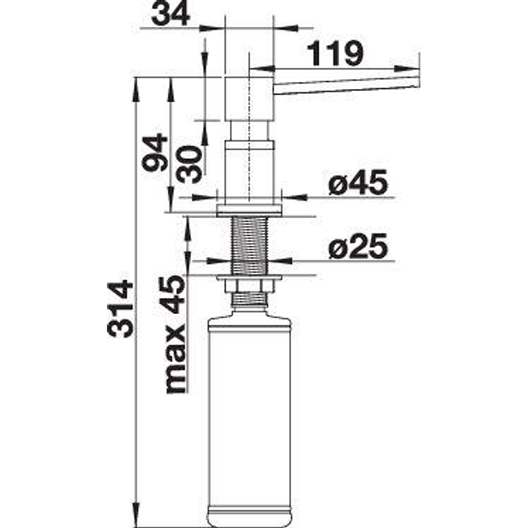 Dispensador de detergente Negro Mate BLANCO LATO 500 ml  2