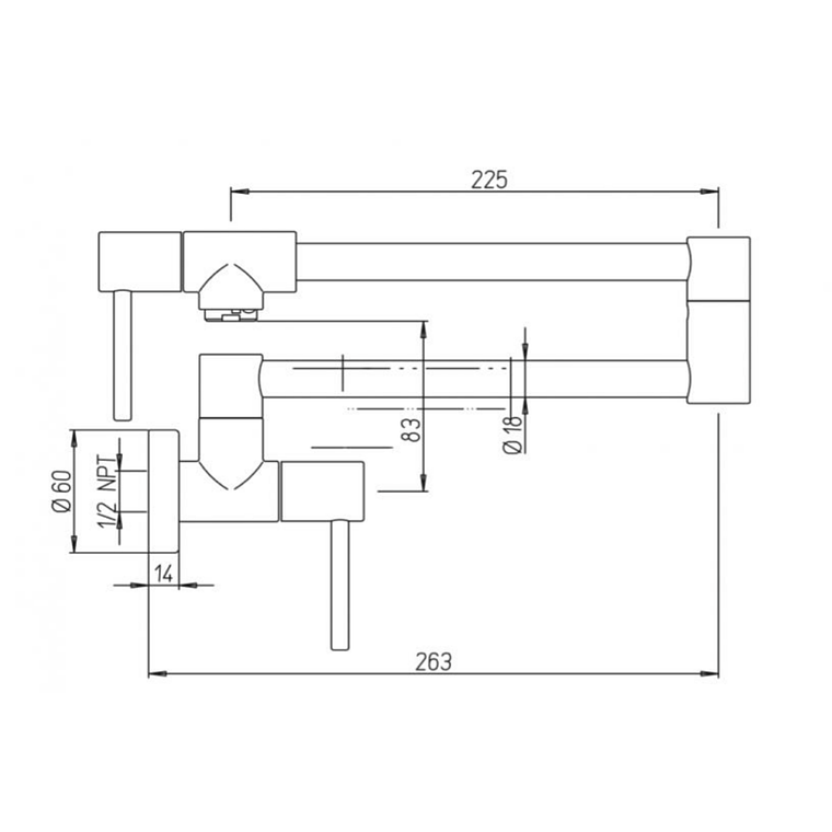 Grifería Articulada de Pared Llenado de Ollas Negro  4