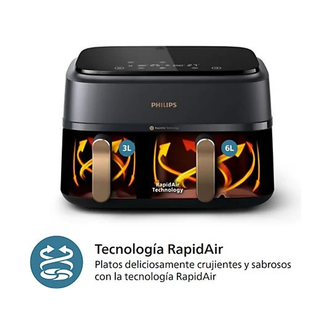 Freidora de aire Philips Airfryer Doble cesta 6/3 lts 3