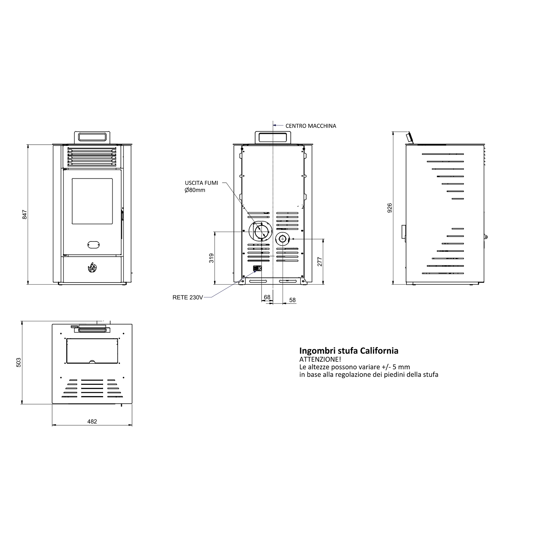 Estufa a Pellet California 10 kW con WiFi Blanco